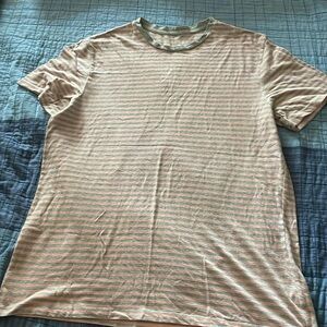 Large pink and grey striped t shirt